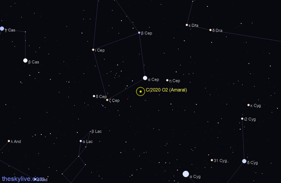 Finder chart of C/2020 O2 (Amaral) in Hercules on May,21 2022