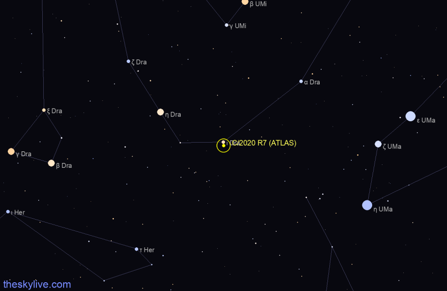 Finder chart of C/2020 R7 (ATLAS) in Corona Borealis on September,22 2023