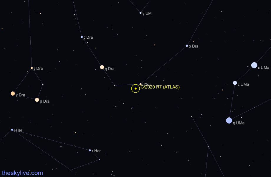 Finder chart of C/2020 R7 (ATLAS) in Hercules on February,25 2024