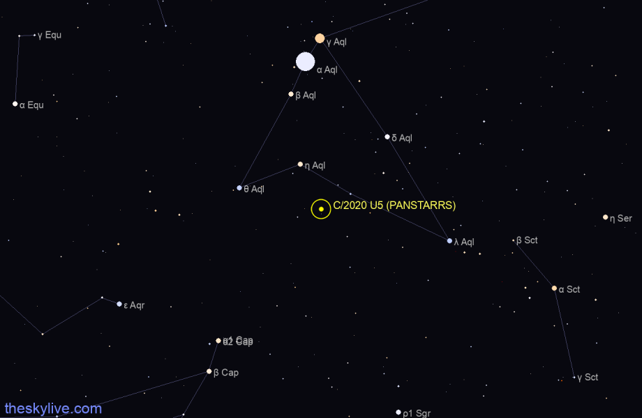 Finder chart of C/2020 U5 (PANSTARRS) in Draco on October,05 2022