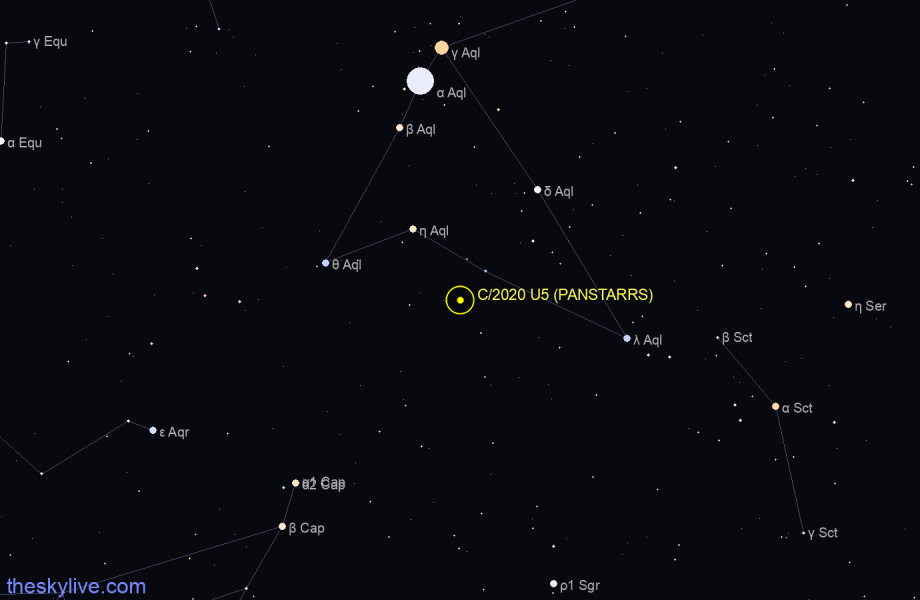 Finder chart of C/2020 U5 (PANSTARRS) in Aquila on April,26 2024