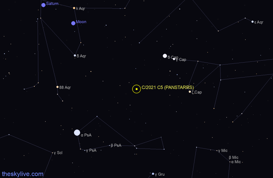 Finder chart of C/2021 C5 (PANSTARRS) in Pisces Austrinus on March,03 2024