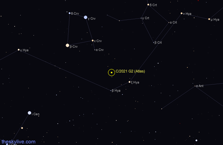 Finder chart of C/2021 G2 (Atlas) in Hydra on September,21 2023