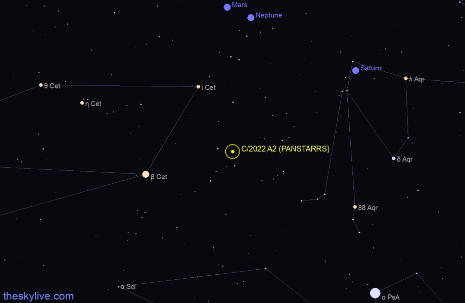Finder chart of C/2022 A2 (PANSTARRS) in Sextans on May,28 2022
