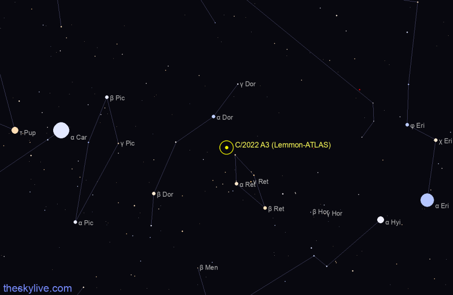 Finder chart of C/2022 A3 (Lemmon-ATLAS) in Hydra on June,01 2023