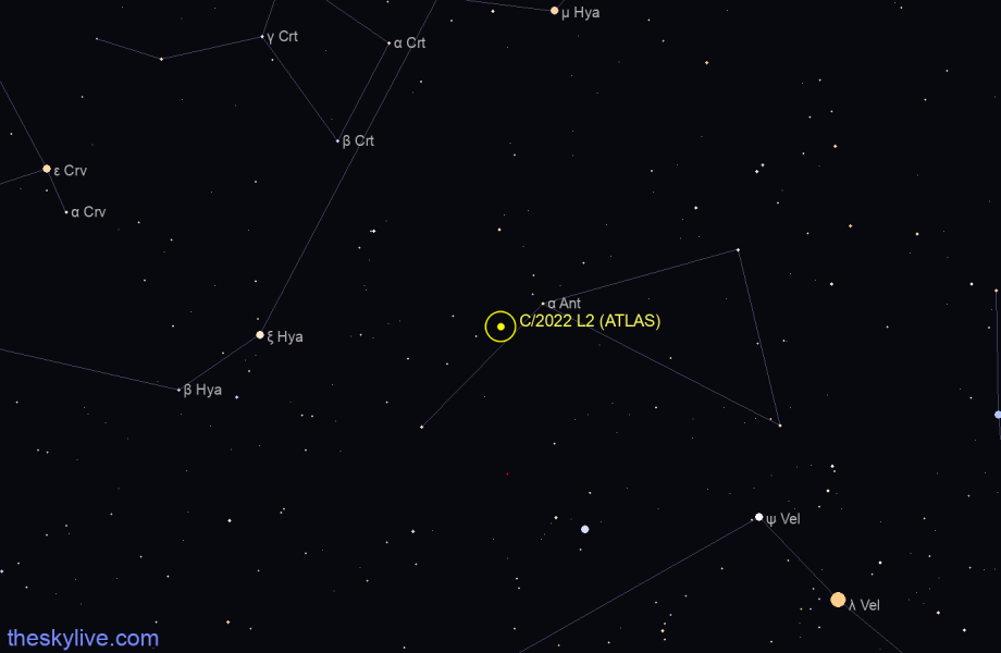 Finder chart of C/2022 L2 (ATLAS) in Lyra on August,12 2022
