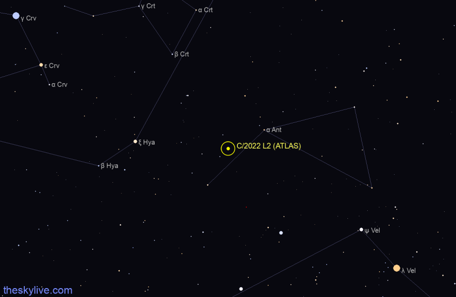 Finder chart of C/2022 L2 (ATLAS) in Hercules on February,06 2023