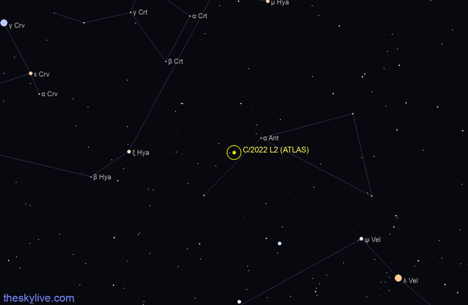 Finder chart of C/2022 L2 (ATLAS) in Centaurus on February,28 2024