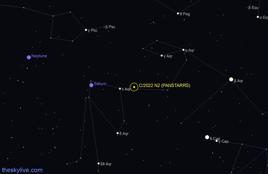 Finder chart of C/2022 N2 (PANSTARRS) in Sagittarius on December,01 2022