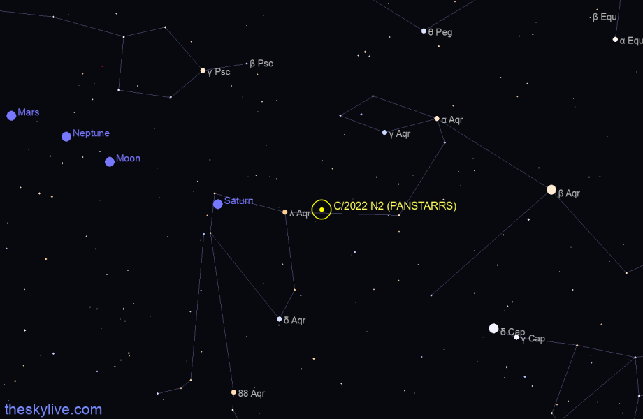 Finder chart of C/2022 N2 (PANSTARRS) in Capricornus on February,26 2024