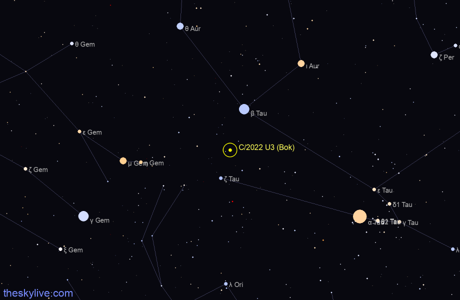 Finder chart of C/2022 U3 (Bok) in Perseus on June,04 2023