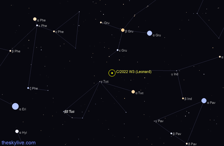 Finder chart of C/2022 W3 (Leonard) in Cassiopeia on June,04 2023