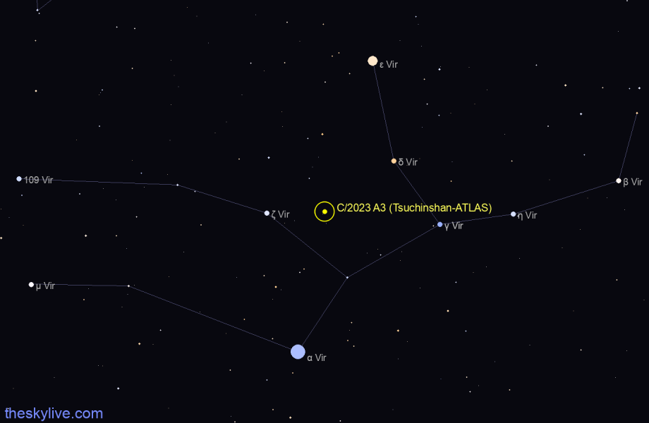 Finder chart of Tsuchinshan-ATLAS (C/2023 A3) in Serpens on March,23 2023