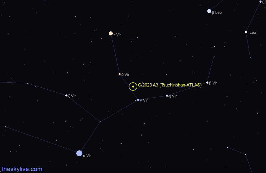Finder chart of C/2023 A3 (Tsuchinshan-ATLAS) in Virgo on April,25 2024