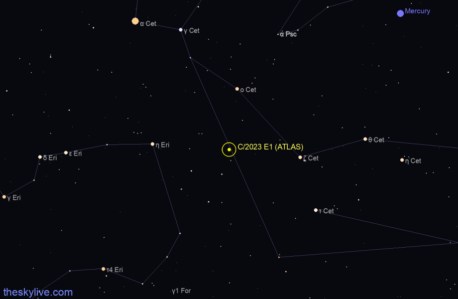 Finder chart of C/2023 E1 (ATLAS) in Coma on March,23 2023