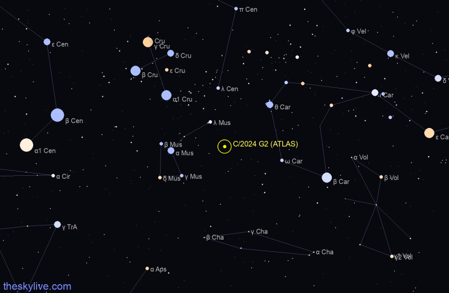 Finder chart of C/2024 G2 (ATLAS) in Musca on May,01 2024