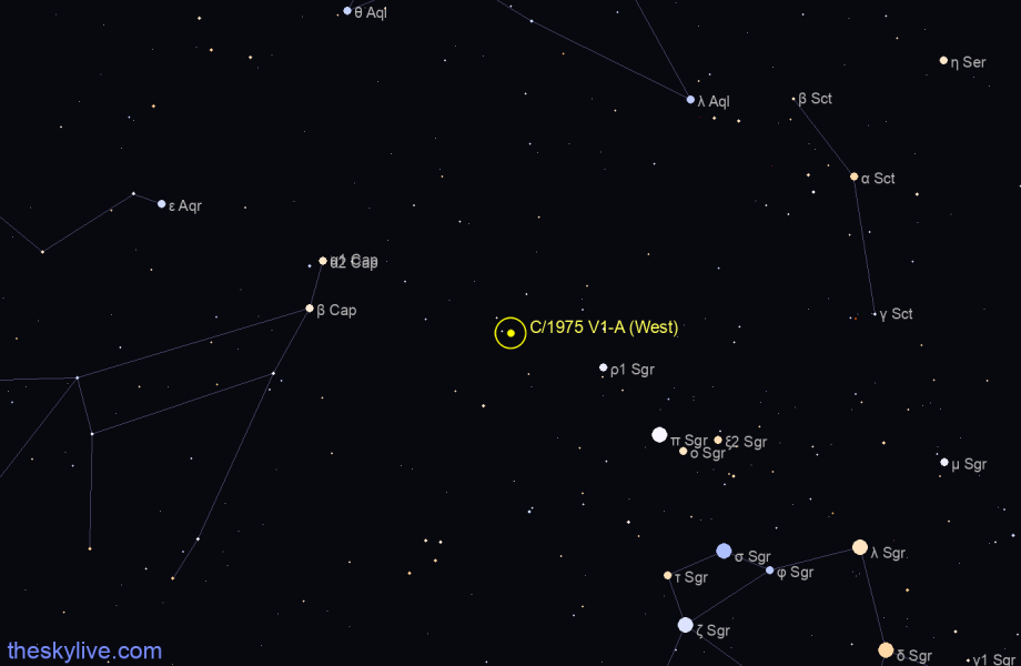 Finder chart of C/1975 V1-A (West) in Sagittarius on May,19 2022