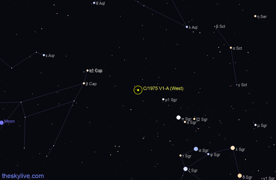 Finder chart of C/1975 V1-A (West) in Sagittarius on June,06 2023