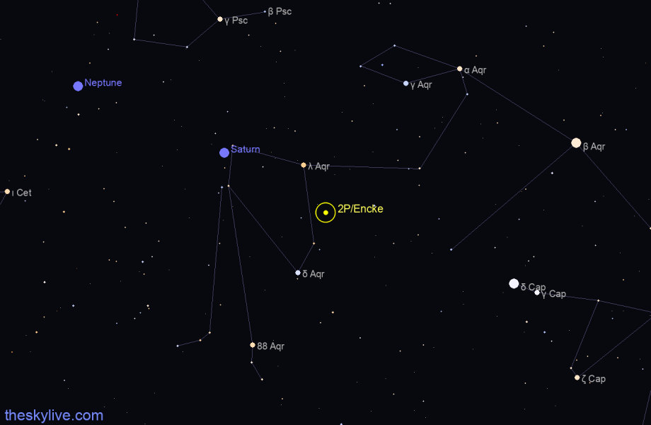 Finder chart of 2P/Encke in Aquarius on April,27 2024
