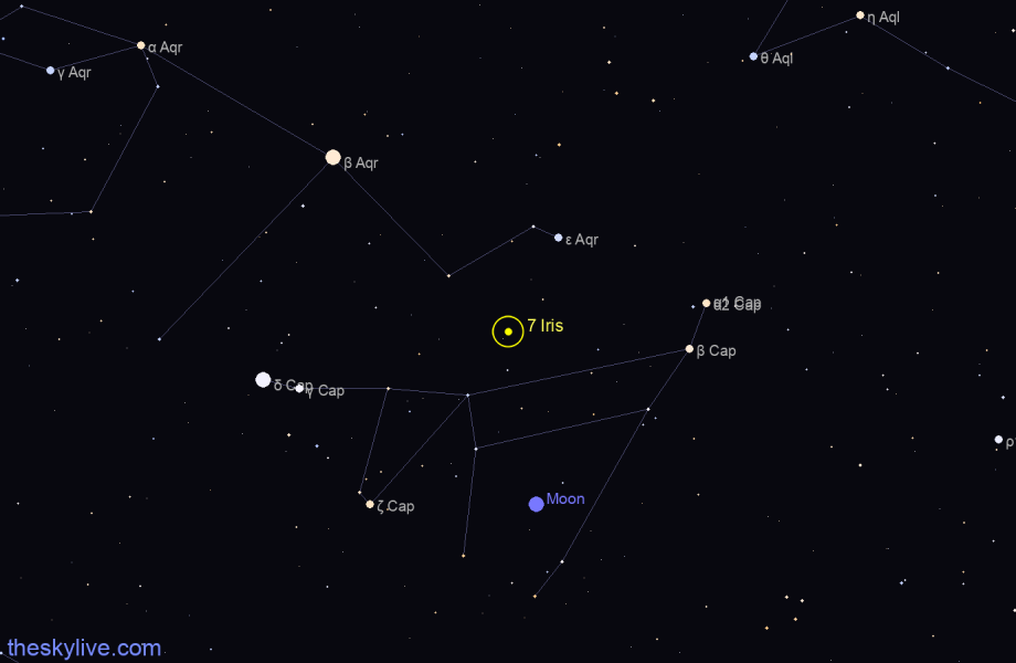 Finder chart of 7 Iris in Virgo on June,10 2023