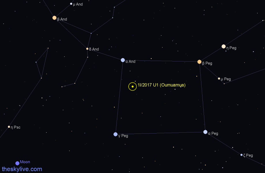 Finder chart of 1I/2017 U1 (Oumuamua) in Pegasus on September,30 2022