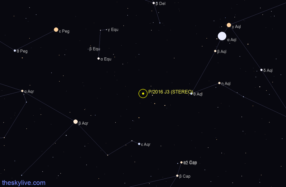 Finder chart of P/2016 J3 (STEREO) in Sagittarius on February,05 2023