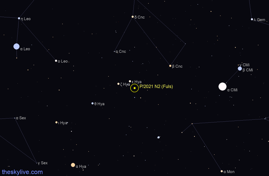 Finder chart of P/2021 N2 (Fuls) in Hydra on April,26 2024
