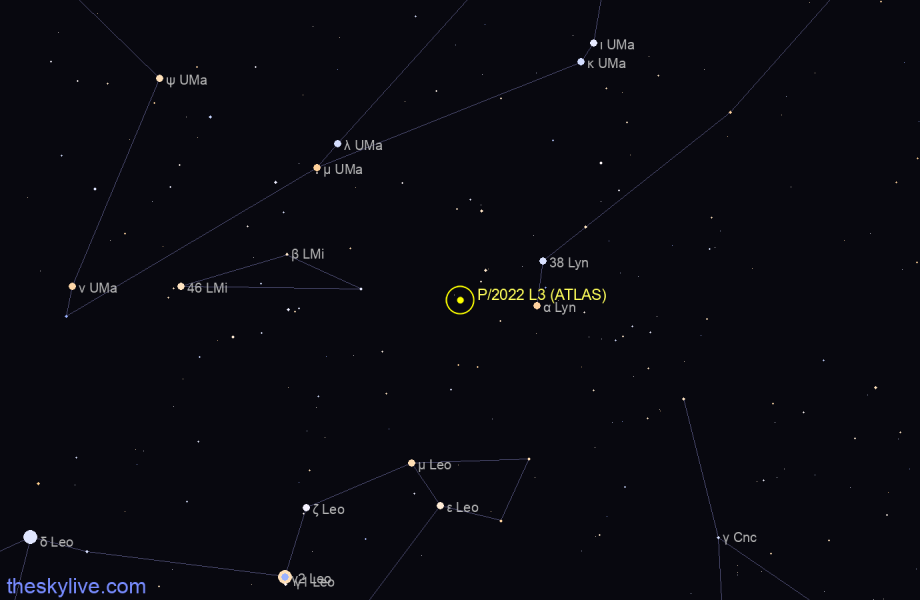 Finder chart of P/2022 L3 (ATLAS) in Triangulum on February,06 2023
