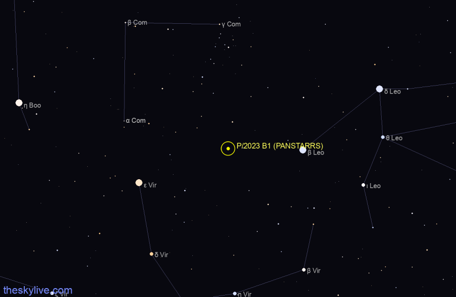 Finder chart of P/2023 B1 (PANSTARRS) in Leo Minor on June,05 2023