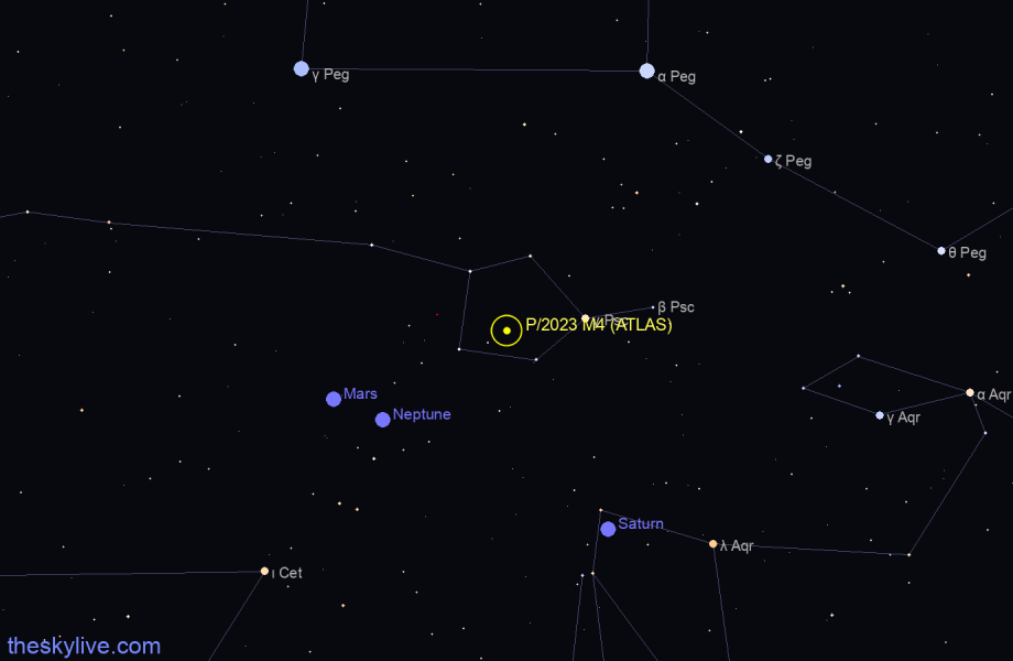 Finder chart of P/2023 M4 (ATLAS) in Aquarius on September,25 2023