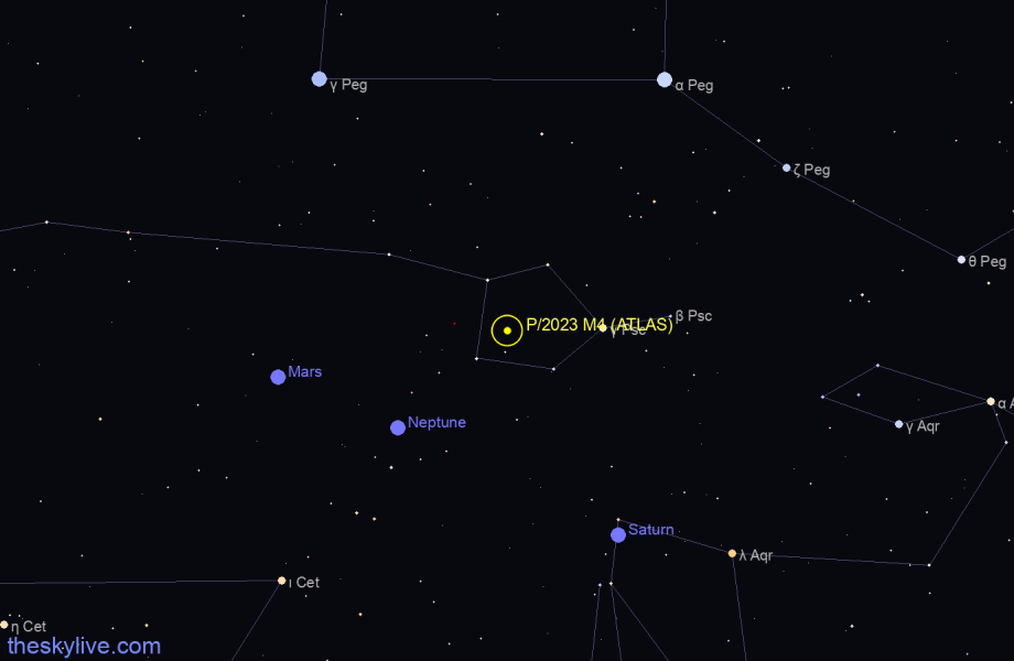 Finder chart of P/2023 M4 (ATLAS) in Aquarius on November,30 2023