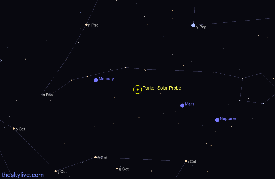 Finder chart of Parker Solar Probe in Virgo on September,26 2022