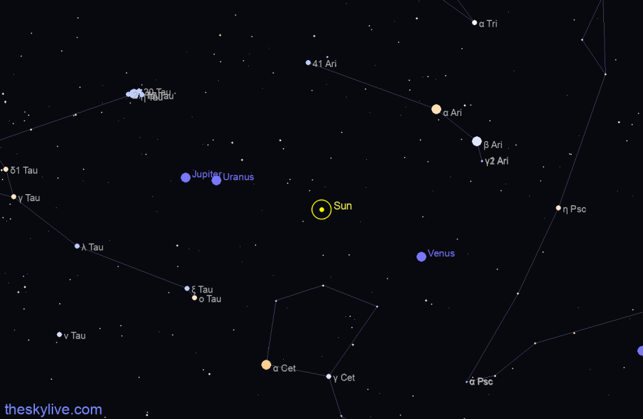 Finder chart of Sun in Taurus on May,18 2022