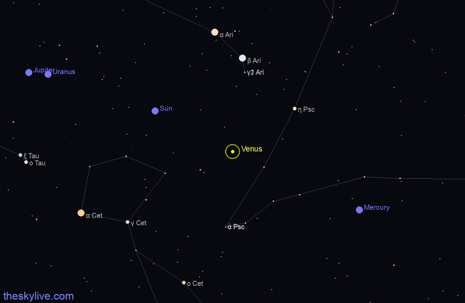 Finder chart of Venus in Gemini on May,30 2023
