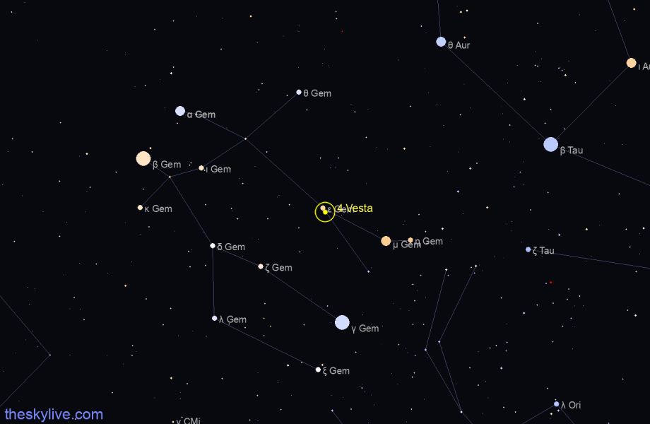 Finder chart of 4 Vesta in Aquarius on May,18 2022