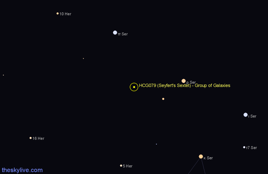 Finder chart HCG079 (Seyfert's Sextet) - Group of Galaxies in Serpens star