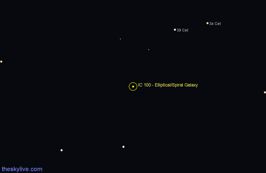 Finder chart IC 100 - Elliptical/Spiral Galaxy in Cetus star