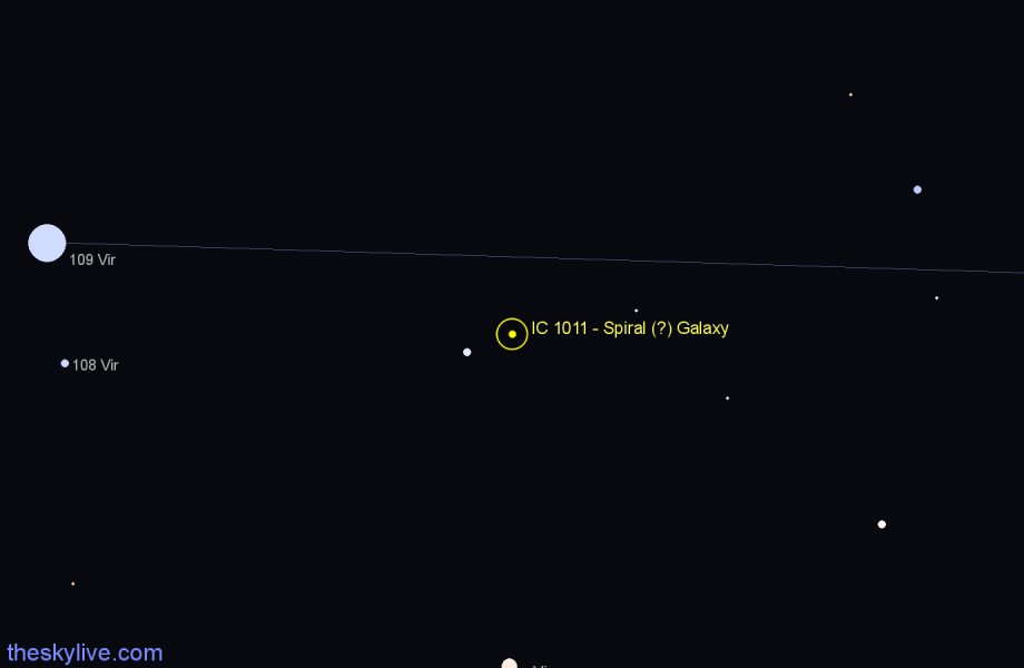 Finder chart IC 1011 - Spiral (?) Galaxy in Virgo star