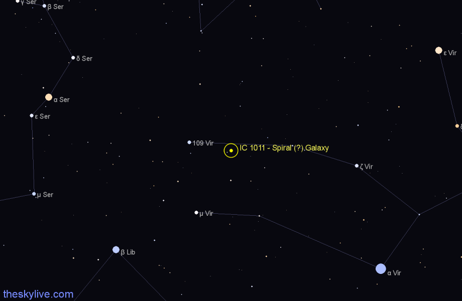 Finder chart IC 1011 - Spiral (?) Galaxy in Virgo star