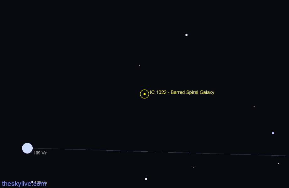 Finder chart IC 1022 - Barred Spiral Galaxy in Virgo star