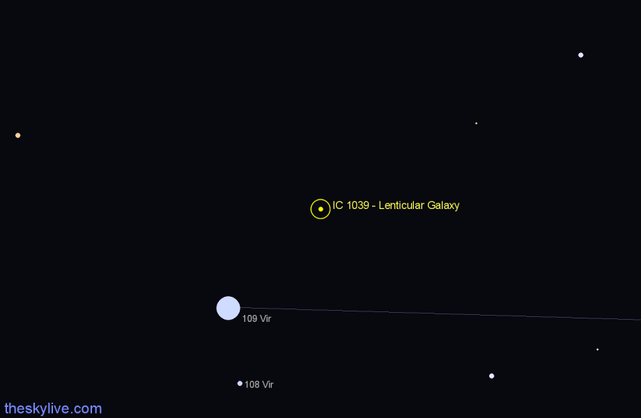 Finder chart IC 1039 - Lenticular Galaxy in Virgo star