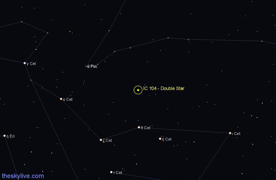 Finder chart IC 104 - Double Star in Cetus star