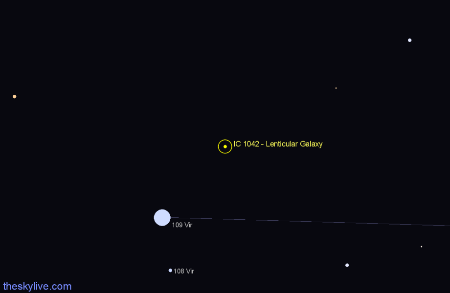 Finder chart IC 1042 - Lenticular Galaxy in Virgo star