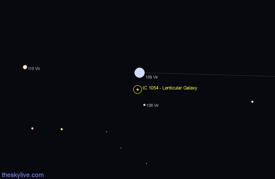 Finder chart IC 1054 - Lenticular Galaxy in Virgo star