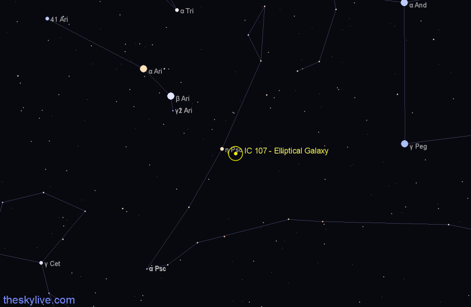 Finder chart IC 107 - Elliptical Galaxy in Pisces star