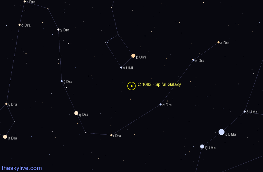 Finder chart IC 1083 - Spiral Galaxy in Ursa Minor star
