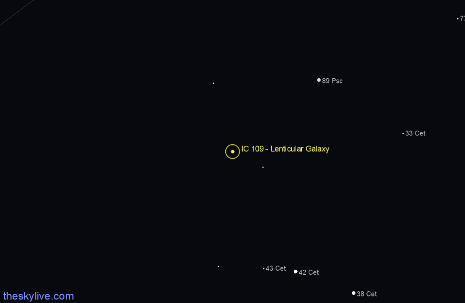 Finder chart IC 109 - Lenticular Galaxy in Cetus star