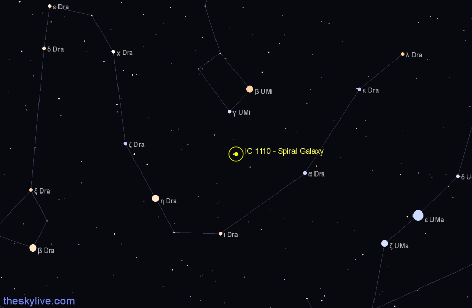 Finder chart IC 1110 - Spiral Galaxy in Ursa Minor star