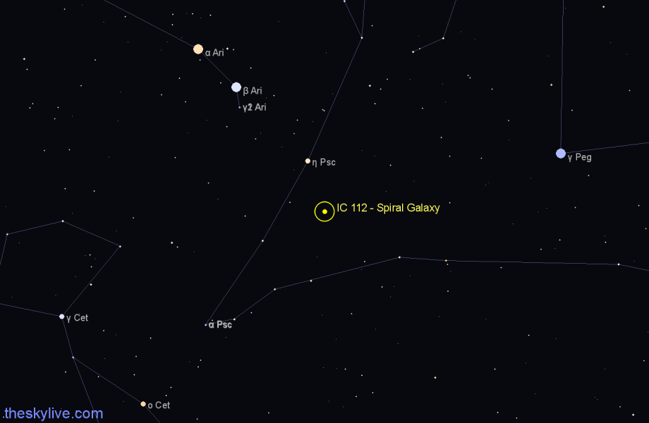 Finder chart IC 112 - Spiral Galaxy in Pisces star
