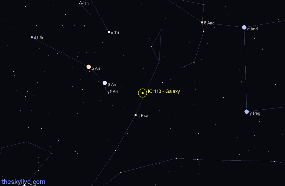 Finder chart IC 113 - Galaxy in Pisces star